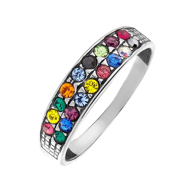 Pierścionek srebrny oksydowany damski z cyrkoniami 5 mm rozmiary 11-25 925