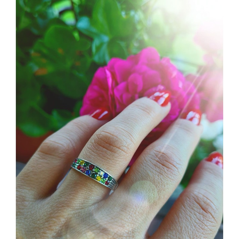 Pierścionek srebrny oksydowany damski z cyrkoniami 5 mm rozmiary 11-25 925