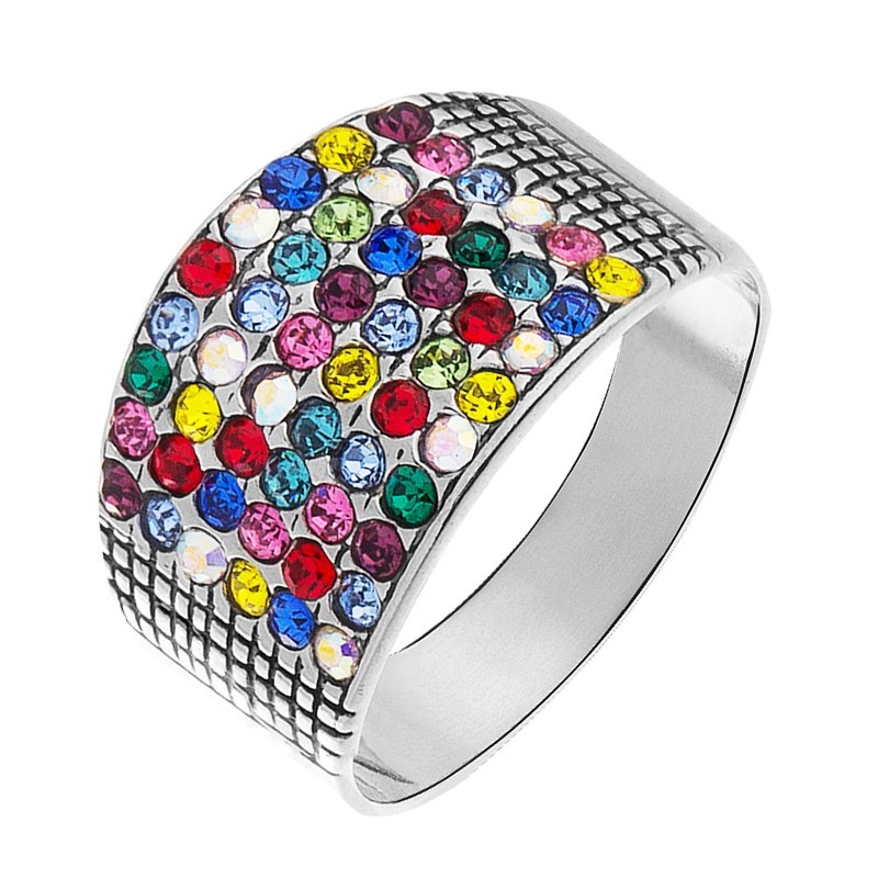 Pierścionek srebrny oksydowany damski z cyrkoniami szeroki rozmiary 11-21 925