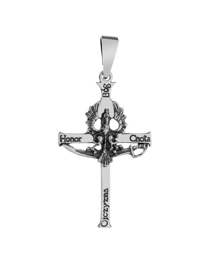 SREBRNY BÓG HONOR OJCZYZNA KRZYŻYK MĘSKI 925