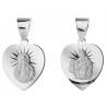 Srebrny medalik Matka Boska Szkaplerzna w sercu otwarte serce Pana Jezusa duży 925