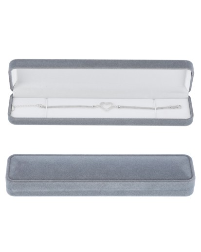 Pudełko welurowe prostokątne szare na bransoletkę