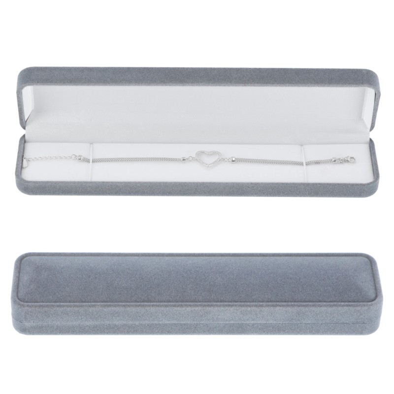 Pudełko welurowe prostokątne szare na bransoletkę