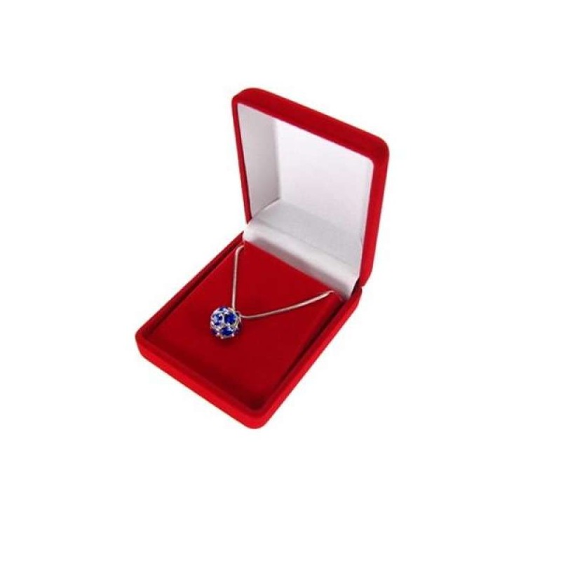 Pudełko welurowe prostokątne czerwone na łańcuszek zawieszkę