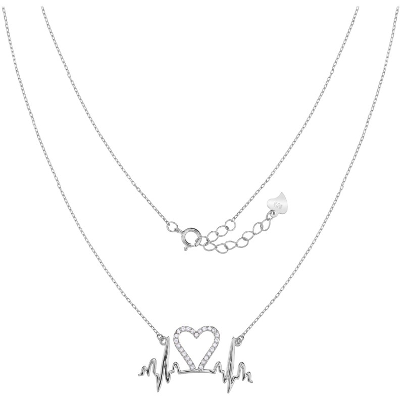 SREBRNY DAMSKI NASZYJNIK LINIA ŻYCIA SERCE 45 CM SREBRO 925