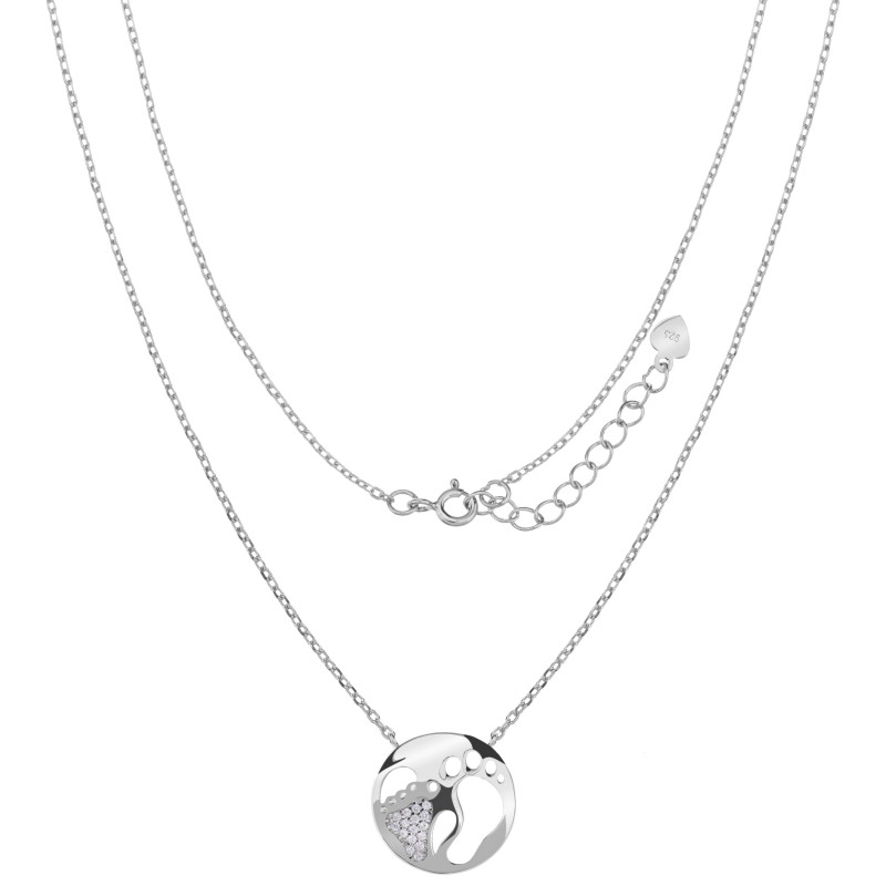 SREBRNY DAMSKI NASZYJNIK STÓPKI NIEMOWLĘCIA  45 CM SREBRO 925