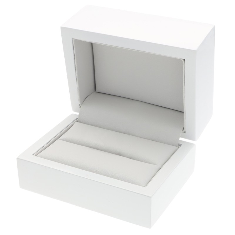 Ekskluzywne drewniane lakierowane białe pudełko na obrączki ślubne