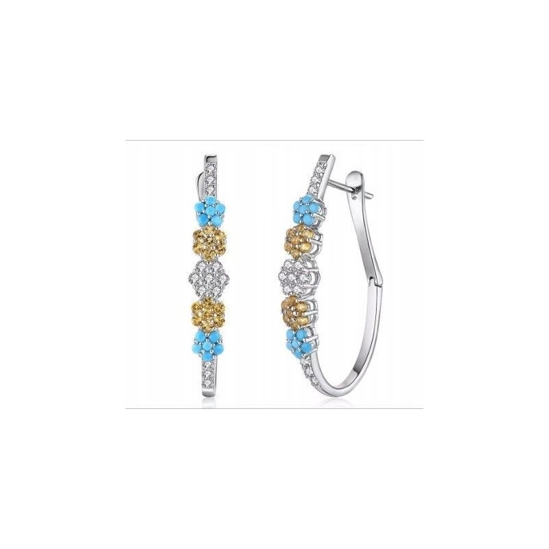 SREBRNE DAMSKIE KOLCZYKI ANGIELSKIE PRZECINKI CYRKONIE RODOWANE 925