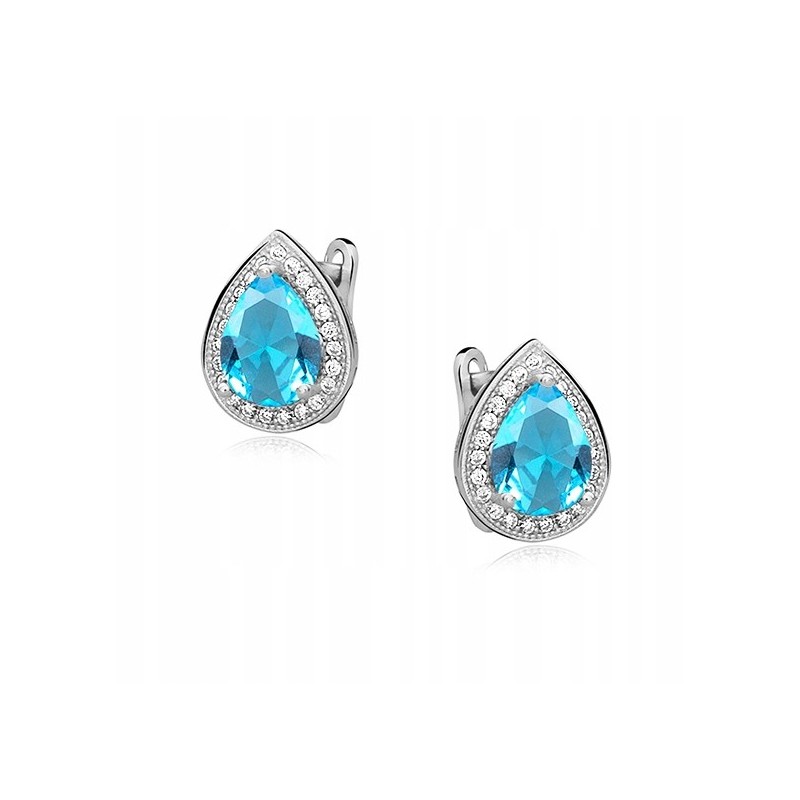 SREBRNE DAMSKIE KOLCZYKI ANGIELSKIE ŁEZKI CYRKONIE RODOWANE 925