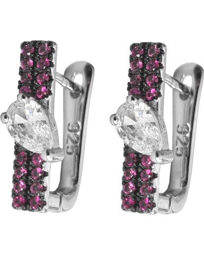 SREBRNE DAMSKIE KOLCZYKI ANGIELSKIE CYRKONIE RODOWANE 925