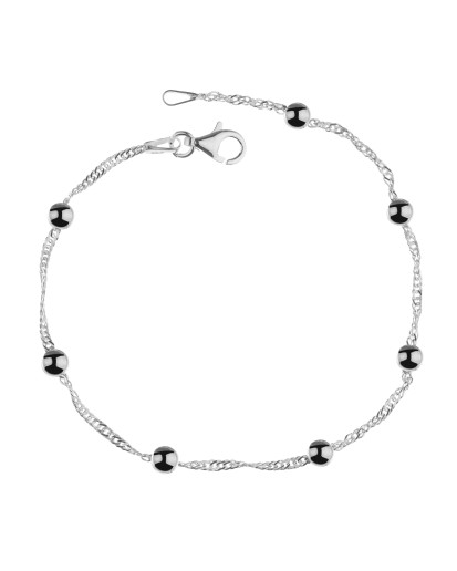 SREBRNA BRANSOLETKA DAMSKA NA RĘKĘ SINGAPUR KULKI 925