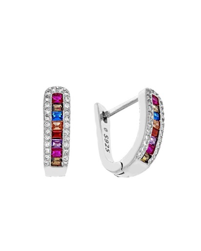 SREBRNE DAMSKIE KOLCZYKI ANGIELSKIE PRZECINKI CYRKONIE RODOWANE 925