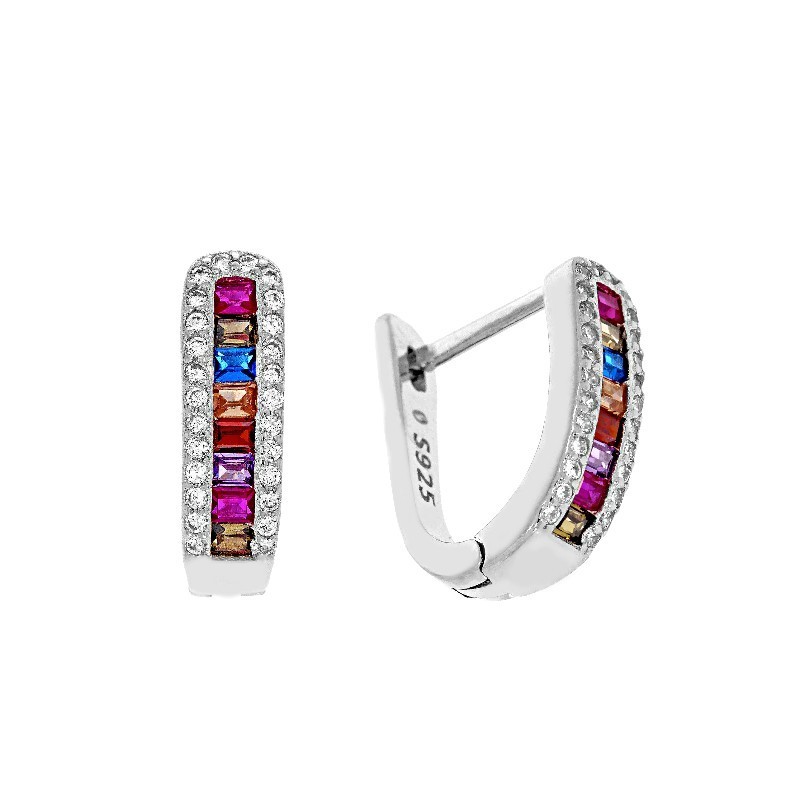 SREBRNE DAMSKIE KOLCZYKI ANGIELSKIE PRZECINKI CYRKONIE RODOWANE 925