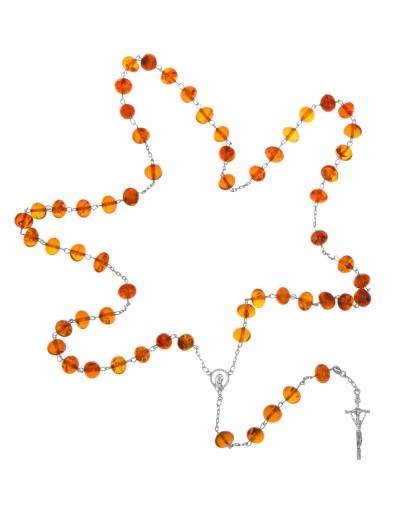 Różaniec srebrny naturalny bursztyn z paciorkami 16,3 - 18 g 925 + gratis