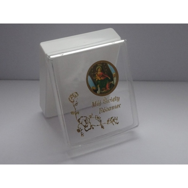 Różaniec srebrny na chrzest prezent z paciorkami rozpinany 8,9 g 925 + gratis