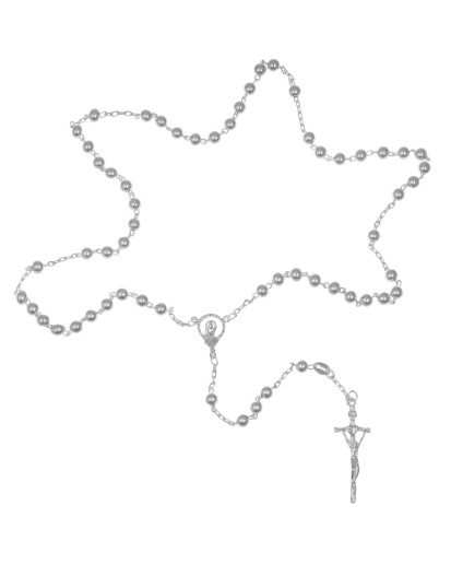 Różaniec srebrny na chrzest prezent z paciorkami rozpinany 8,9 g 925 + gratis