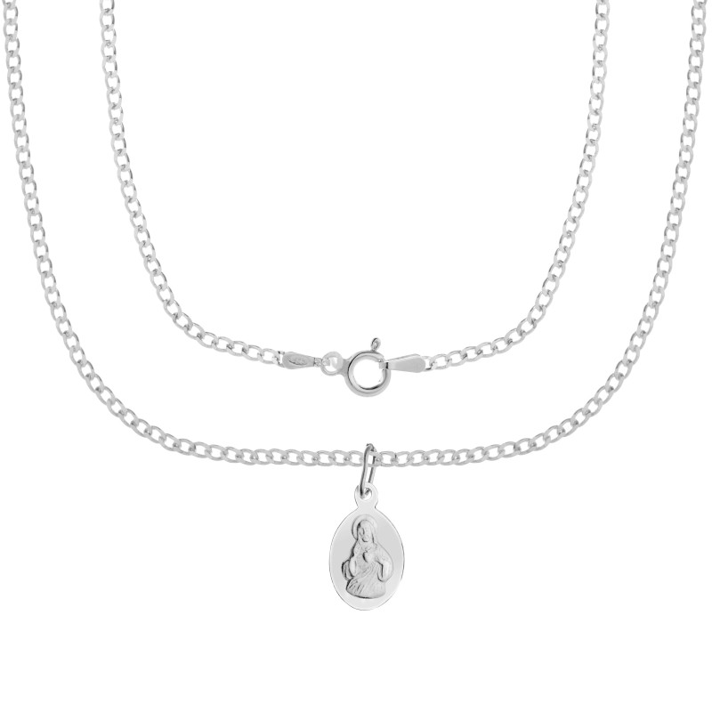 Komplet srebrny łańcuszek pancerka + medalik mała szkaplerzna 925