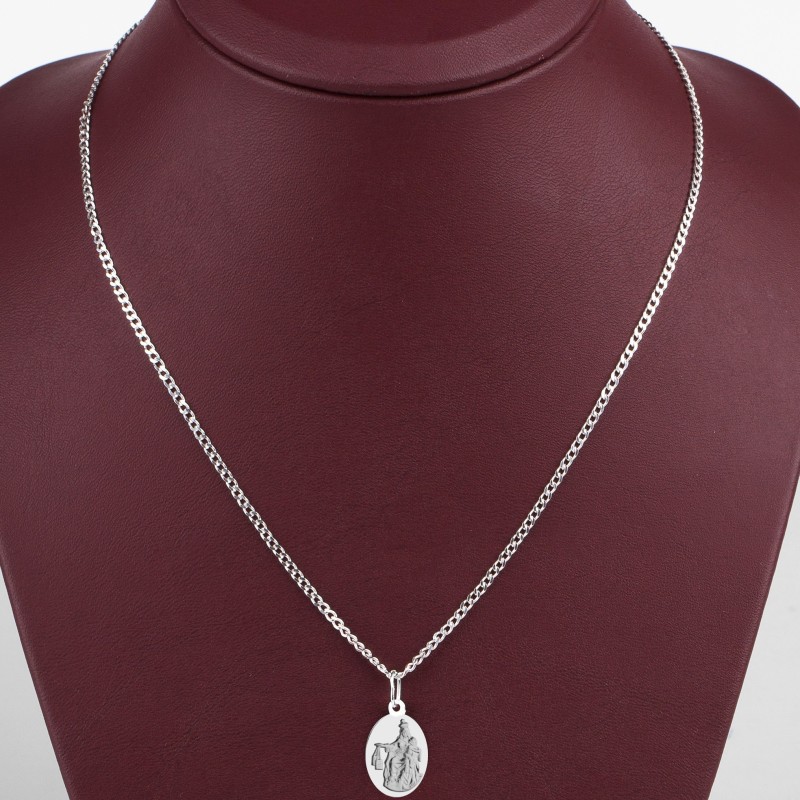 Komplet srebrny łańcuszek pancerka + medalik duża szkaplerzna 925