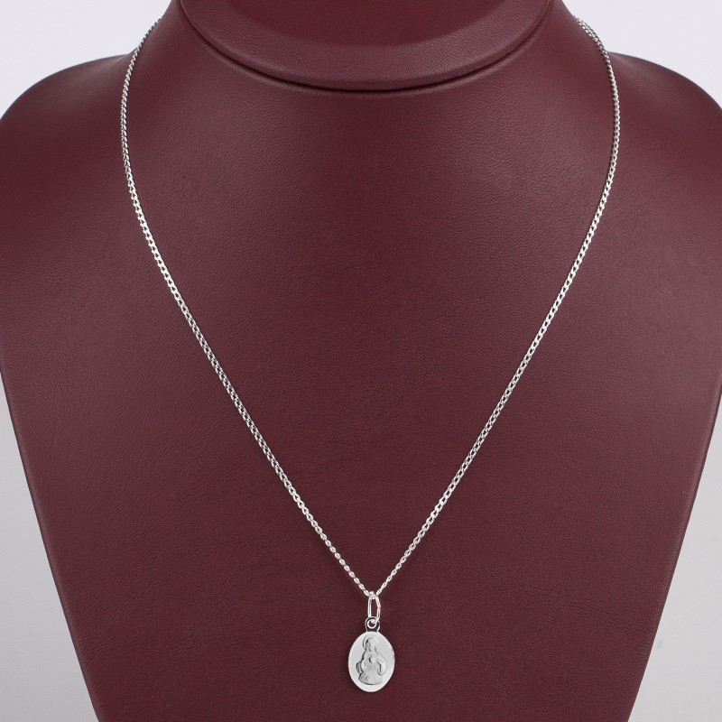 Komplet srebrny łańcuszek pancerka 1,8 g + medalik mała szkaplerzna 925