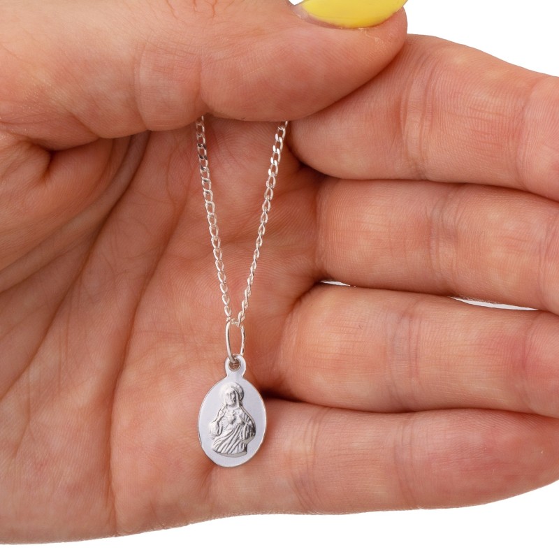 Komplet srebrny łańcuszek pancerka 1,8 g + medalik mała szkaplerzna 925