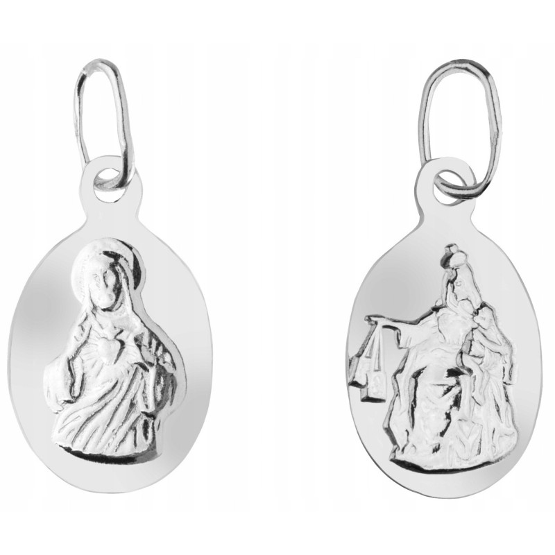 Komplet srebrny łańcuszek pancerka 1,8 g + medalik mała szkaplerzna 925