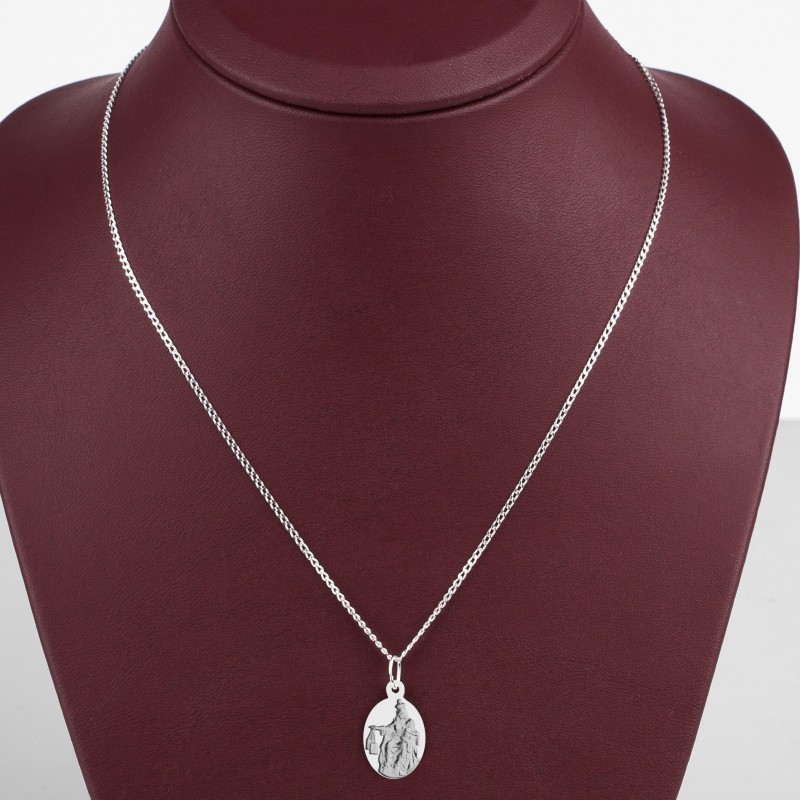 Komplet srebrny łańcuszek pancerka 1,8 g + medalik duża szkaplerzna 925