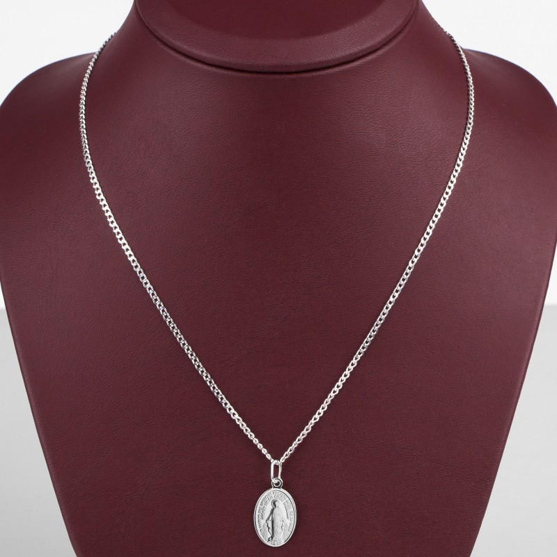 Komplet srebrny łańcuszek pancerka 2,8 g + medalik duża niepokalana 925