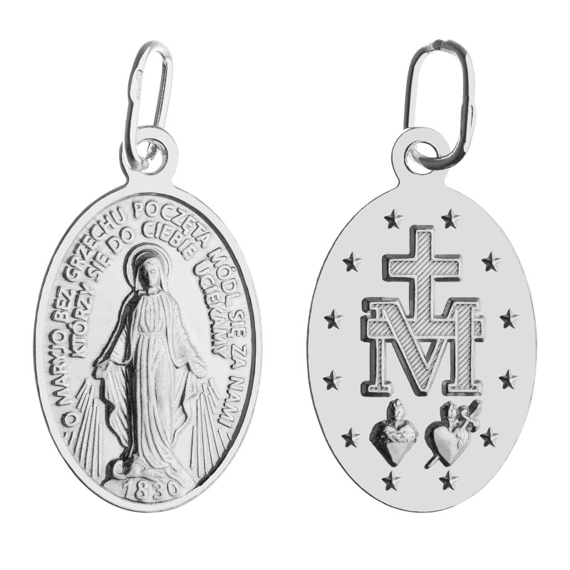 Komplet srebrny łańcuszek pancerka 1,8 g + medalik duża niepokalana 925