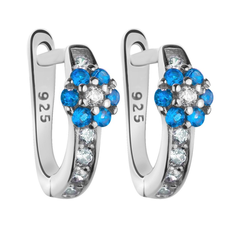 Srebrne kolczyki dziecięce kwiatki angielskie cyrkonia 925