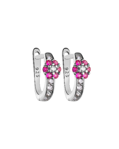 Srebrne kolczyki dziecięce kwiatki angielskie cyrkonia 925