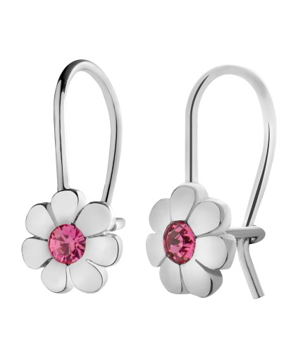 SREBRNE KOLCZYKI DLA DZIEWCZYNKI RODOWANE/POZŁACANE WISZĄCE KWIATKI SREBRO 925