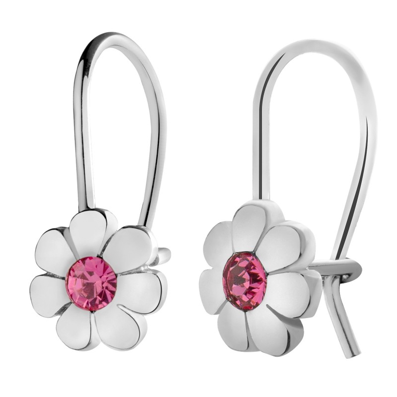 SREBRNE KOLCZYKI DLA DZIEWCZYNKI RODOWANE/POZŁACANE WISZĄCE KWIATKI SREBRO 925