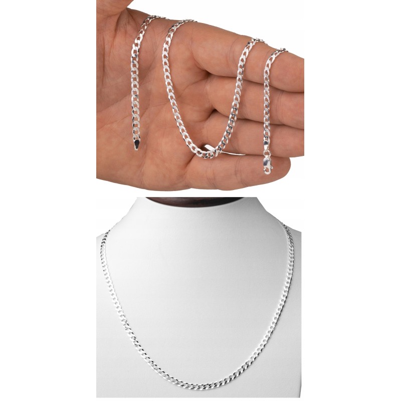 Srebrny łańcuszek pancerka gruby męski 4,2 mm 45-60 cm 925