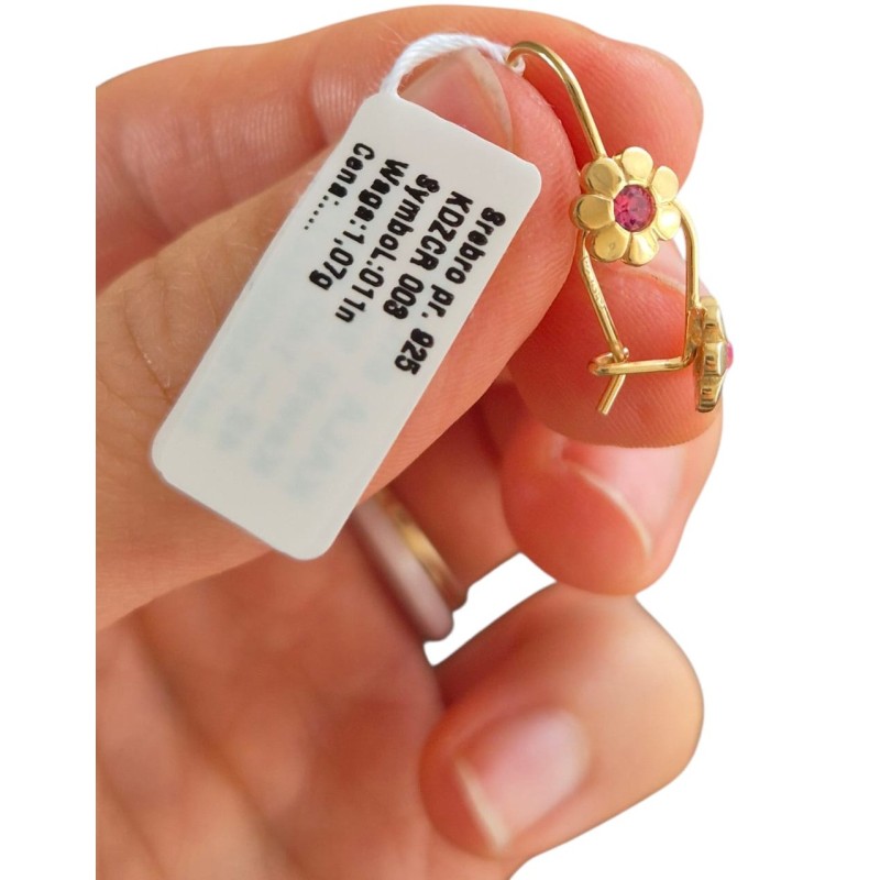 SREBRNE KOLCZYKI DLA DZIEWCZYNKI RODOWANE/POZŁACANE WISZĄCE KWIATKI SREBRO 925