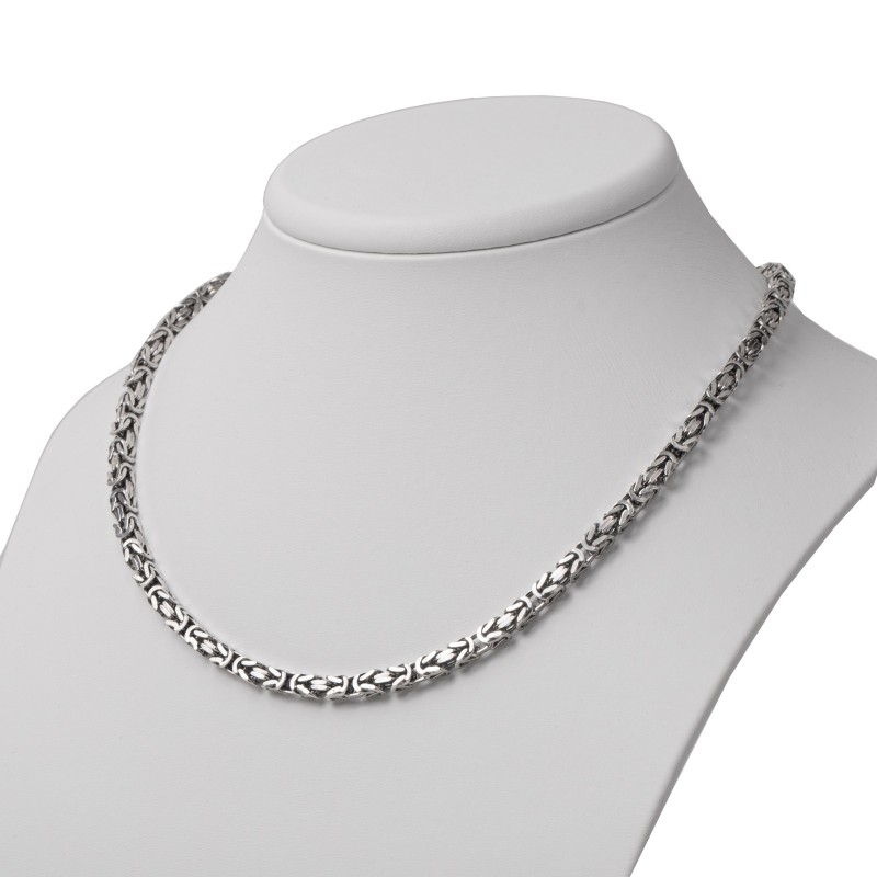 SREBRNY MĘSKI ŁAŃCUSZEK OKSYDOWANY KRÓLEWSKI 50cm 4,2 MM