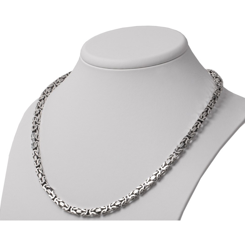 SREBRNY MĘSKI ŁAŃCUSZEK OKSYDOWANY KRÓLEWSKI 55cm 5MM