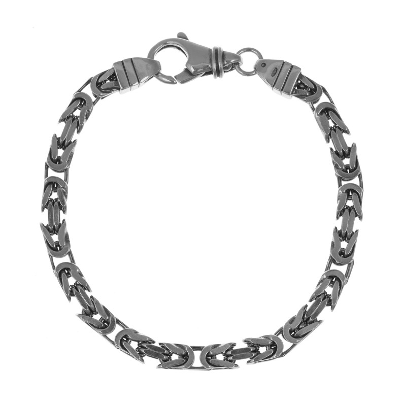 SREBRNA BRANSOLETKA MĘSKA OKSYDOWANA KRÓLEWSKA 23cm 6MM