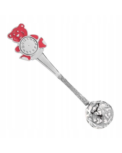 Grzechotka srebrna zawieszka dla dziecka emaliowana na chrzest 925