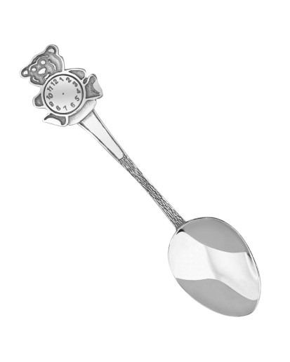 Łyżeczka srebrna zawieszka dla dziecka z misiem na chrzest 925