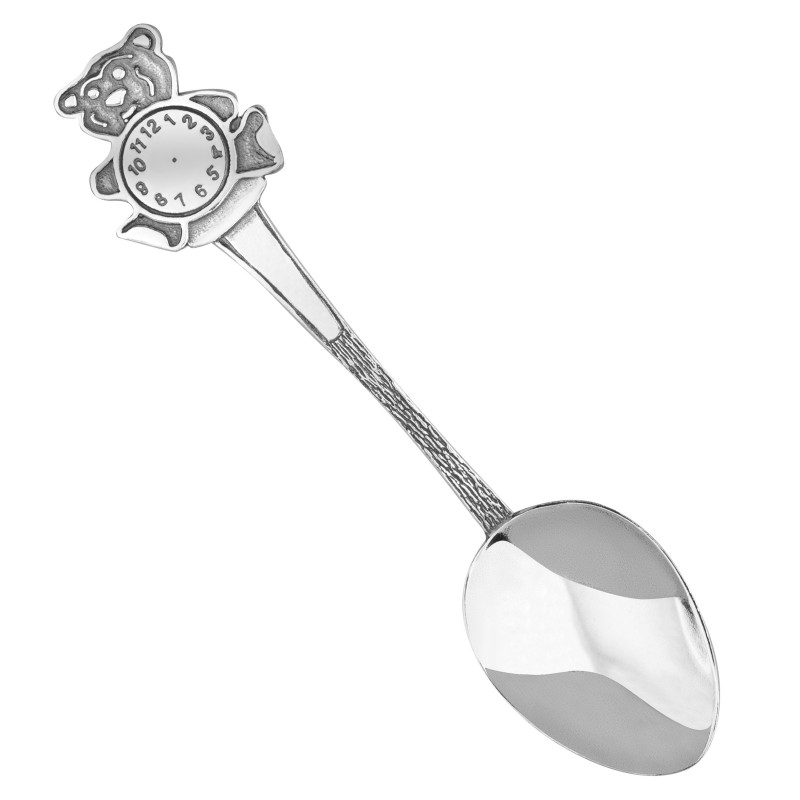 Łyżeczka srebrna zawieszka dla dziecka z misiem na chrzest 925