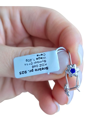 Srebrne rodowane kolczyki dla dziewczynki wiszące z cyrkonią 925