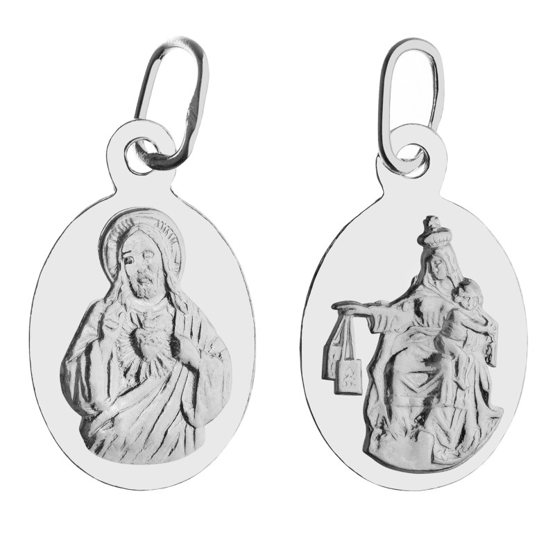 Komplet srebrny łańcuszek pancerka 3,2 g + medalik duża szkaplerzna 925