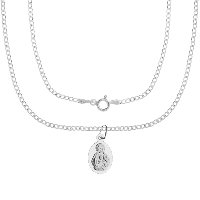 Komplet srebrny łańcuszek pancerka 3,2 g + medalik duża szkaplerzna 925