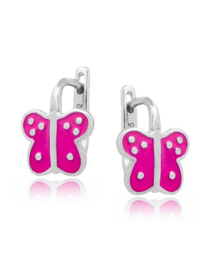 Srebrne kolczyki dla dzieci motylki angielskie 925