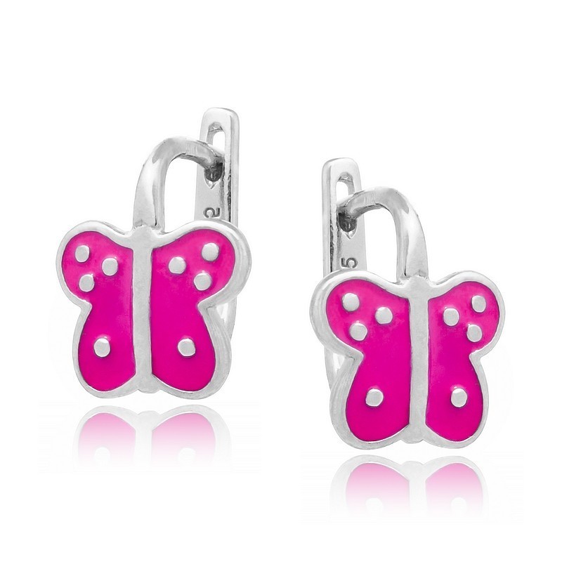 Srebrne kolczyki dla dzieci motylki angielskie 925