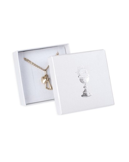 Kartonowe pudełko pamiątka pierwszej komunii świętej białe