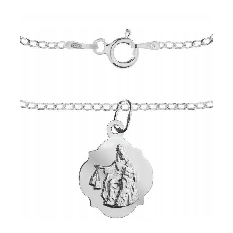 Komplet srebrny łańcuszek pancerka 1,8 g + szkaplerzna koniczynka 925