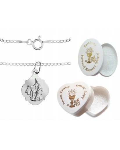 Komplet srebrny łańcuszek pancerka 1,8 g + szkaplerzna koniczynka 925