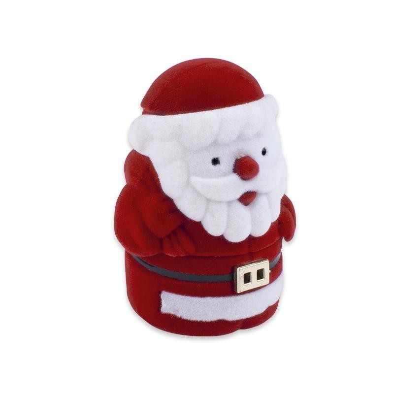 Pudełko welurowe świąteczne czerwony mikołaj na kolczyki pierścionek