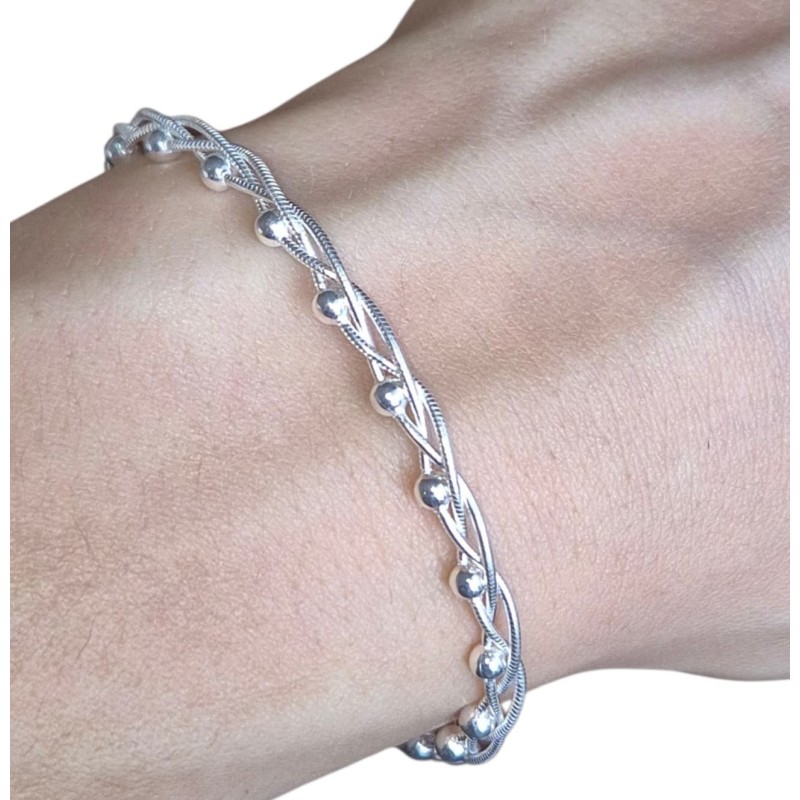 SREBRNA BRANSOLETKA DAMSKA NA RĘKĘ ŻMIJKA WARKOCZ WŁOSKA 925